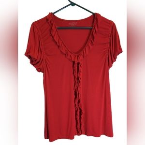 Lane Bryant Ruffled Short Sleeve Blouse Size 14/16